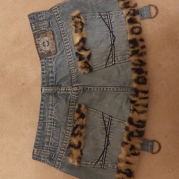 34/32 Custom y2k fuzzy miniskirt made from bongo jeans denim blue - Picture 3 of 4